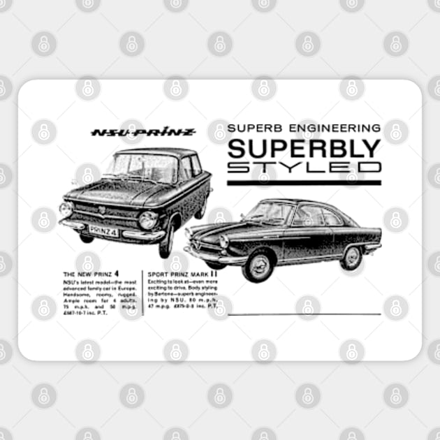 NSU PRINZ - advert Magnet by Throwback Motors